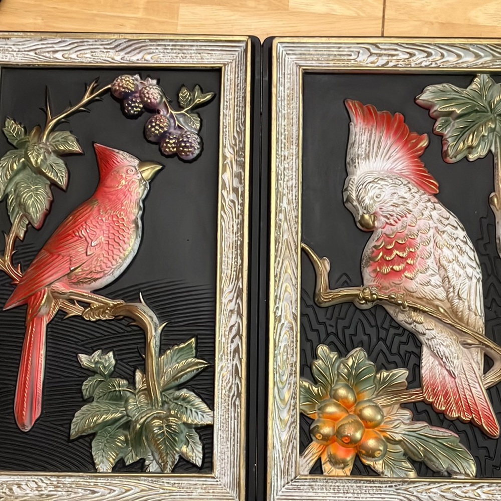 Vintage MCM Bird Wall Art Panels
